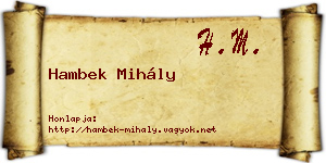 Hambek Mihály névjegykártya